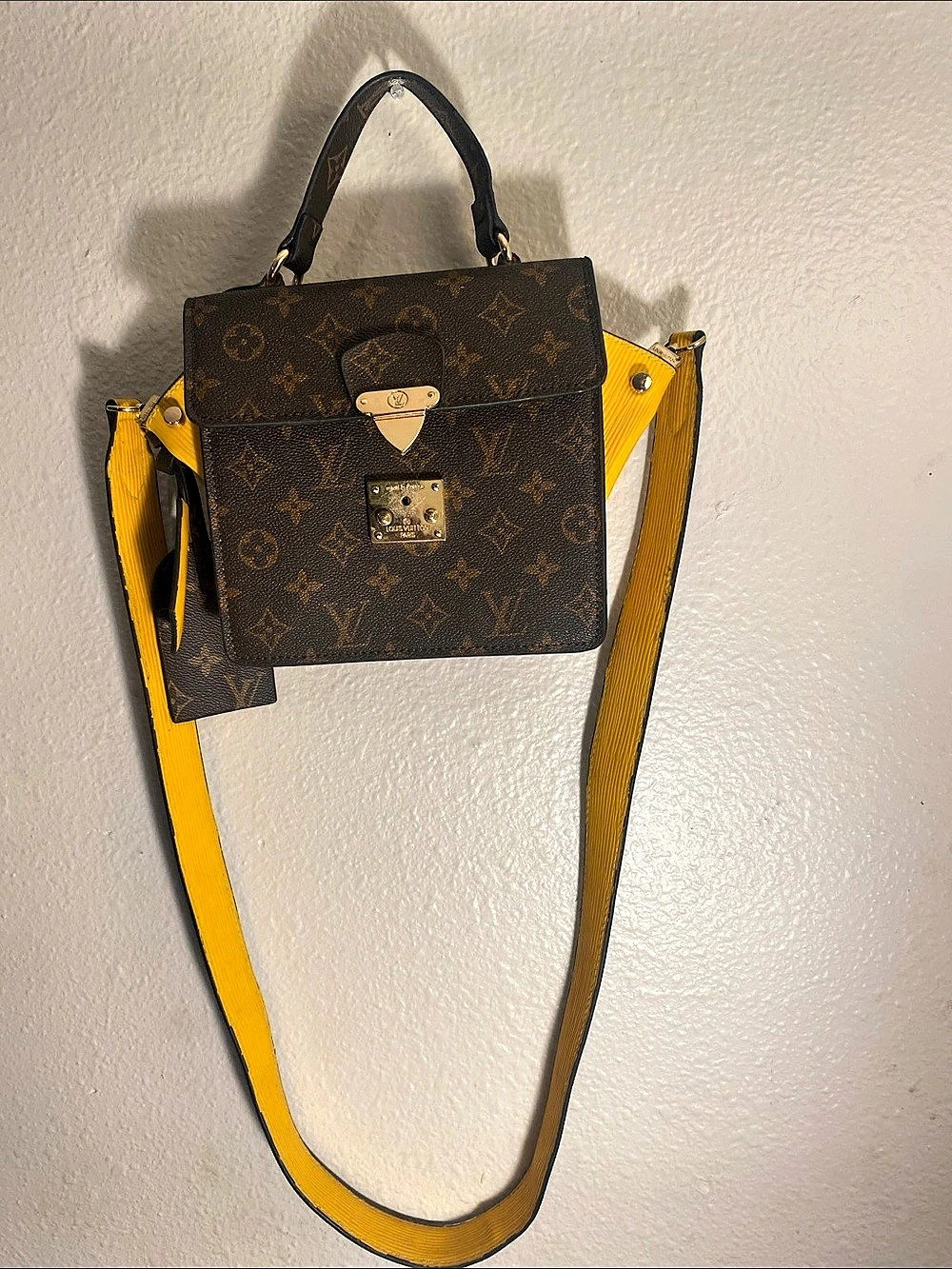 Monogram Shoulder Bag in Brown & Yellow